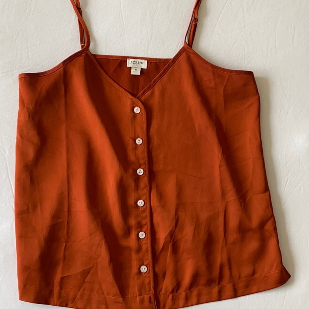 J CREW silk like button up cami - copper
